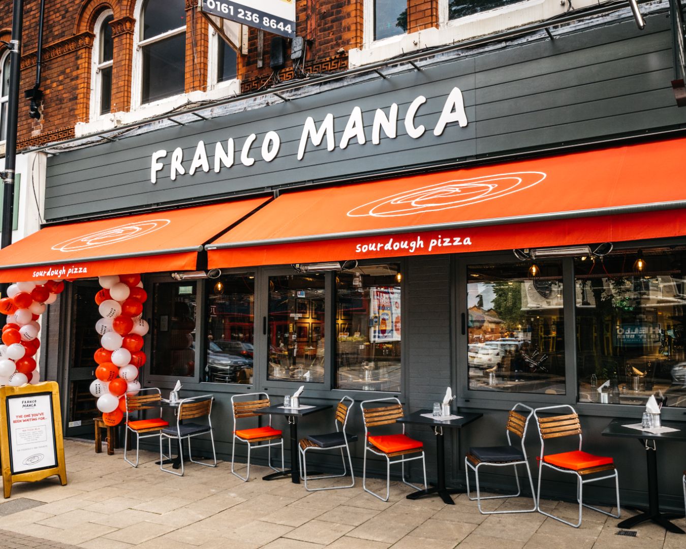 outdoor dining tables in Franco Manca