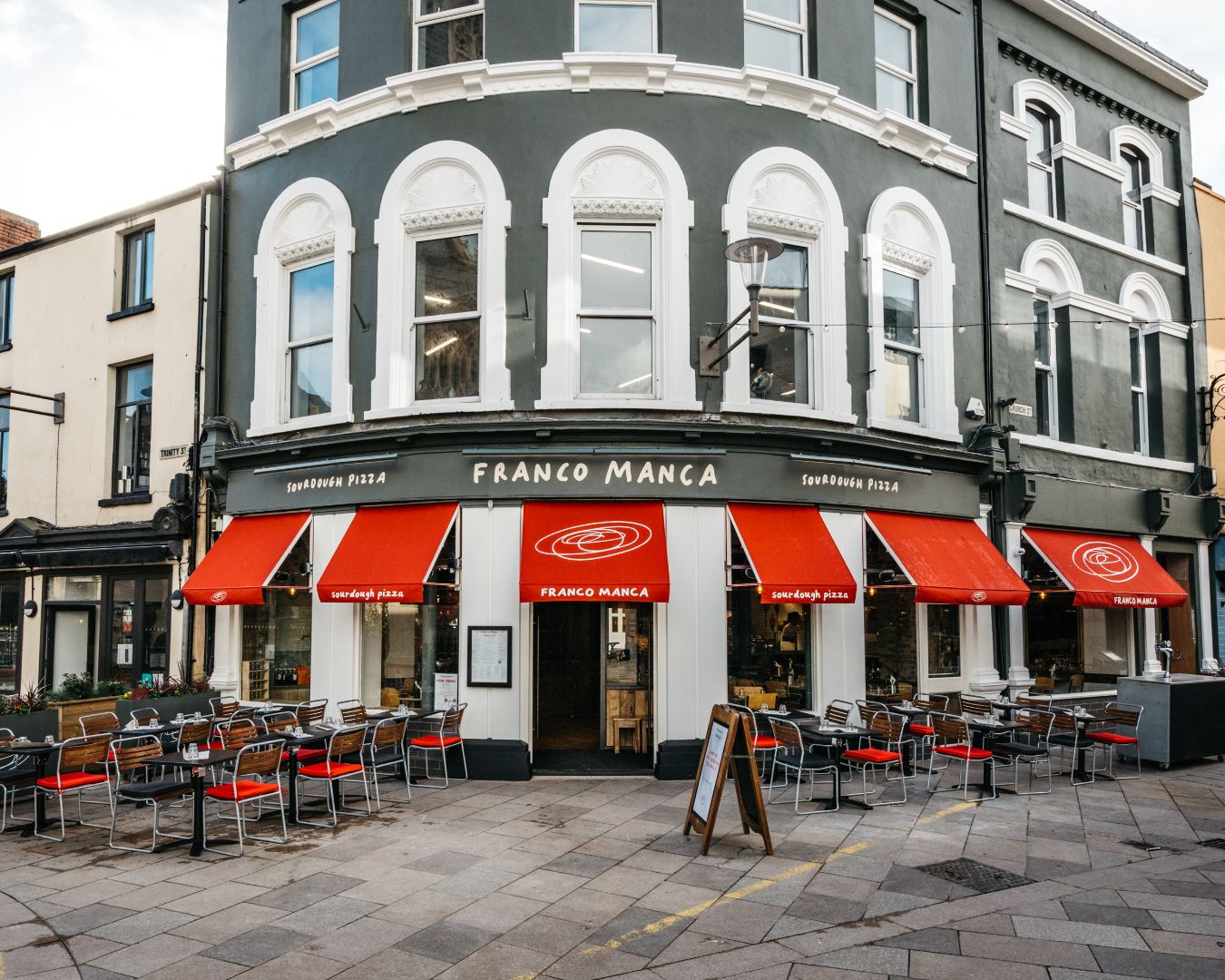 comfortable outdoor tables at Franco Manca